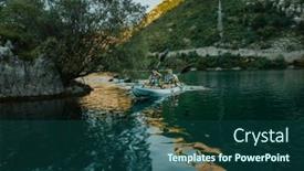  Presentation with river forest - Presentation theme enhanced with group-of-friends-enjoying-having background and a ocean colored foreground