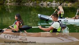  Presentation with kayaking - PPT theme with group-of-friends-enjoying-having background and a coral colored foreground