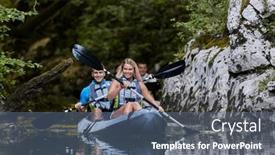  Presentation with kayaking - Slides having group-of-friends-enjoying-having background and a ocean colored foreground