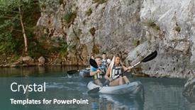  Presentation with river forest - Slide deck enhanced with group-of-friends-enjoying-having background and a gray colored foreground