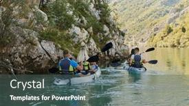  Presentation with kayaking - PPT theme enhanced with group-of-friends-enjoying-having background and a ocean colored foreground