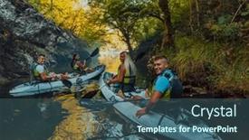  Presentation with kayaking - Presentation featuring group-of-friends-enjoying-having background and a ocean colored foreground