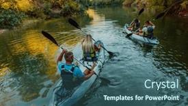  Presentation with calm - Presentation theme having group-of-friends-enjoying-having background and a ocean colored foreground