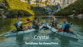  Presentation with kayaking - Presentation theme with group-of-friends-enjoying-having background and a ocean colored foreground