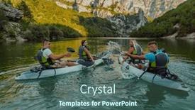  Presentation with kayaking - Slide set consisting of group-of-friends-enjoying-having background and a ocean colored foreground
