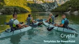  Presentation with calm - Slides enhanced with group-of-friends-enjoying-having background and a ocean colored foreground