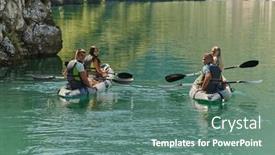  Presentation with calm - Presentation theme having group-of-friends-enjoying-having background and a ocean colored foreground