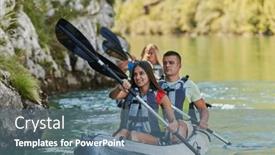  Presentation with river forest - Presentation theme featuring group-of-friends-enjoying-having background and a ocean colored foreground