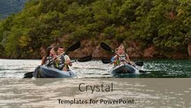  Presentation with kayaking - Presentation having group-of-friends-enjoying-having background and a mint green colored foreground