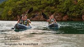  Presentation with calm - Slide set enhanced with group-of-friends-enjoying-having background and a mint green colored foreground