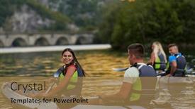  Presentation with kayaking - Presentation having group-of-friends-enjoying-having background and a coral colored foreground