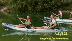 Presentation with kayaking - Presentation theme enhanced with group-of-friends-enjoying-having background and a tawny brown colored foreground