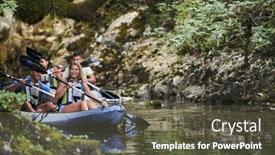  Presentation with river forest - PPT theme having group-of-friends-enjoying-having background and a tawny brown colored foreground