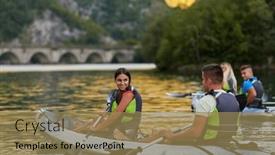  Presentation with river forest - Theme enhanced with group-of-friends-enjoying-having background and a coral colored foreground