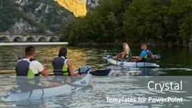  Presentation with kayaking - Presentation consisting of group-of-friends-enjoying-having background and a gray colored foreground