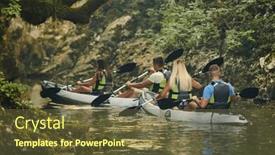  Presentation with kayaking - Presentation design having group-of-friends-enjoying-having background and a tawny brown colored foreground