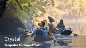  Presentation with kayaking - PPT theme having group-of-friends-enjoying-having background and a ocean colored foreground