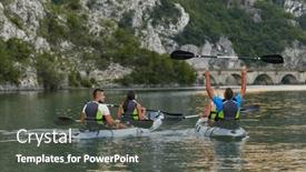  Presentation with kayaking - Theme having group-of-friends-enjoying-having background and a dark gray colored foreground