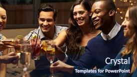  Presentation with guys night out - Colorful presentation enhanced with group of friends enjoying night backdrop and a navy blue colored foreground