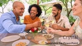  Presentation with vineyard - Slides enhanced with group-of-friends-enjoying-outdoor background and a coral colored foreground