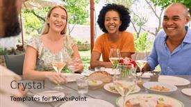  Presentation with vineyard - Presentation with group-of-friends-enjoying-outdoor background and a coral colored foreground