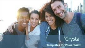  Presentation with heights - PPT layouts enhanced with group of friends enjoying sunset on brooklyn heights promenade nyc background and a ocean colored foreground