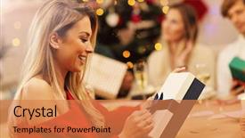  Presentation with joy - Theme with group of friends giving christmas background and a coral colored foreground