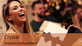  Presentation with group of children in christmas - Amazing PPT theme having group of friends giving christmas backdrop and a  colored foreground