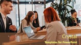  Presentation with cafe - Presentation theme consisting of group-of-friends-hanging-out background and a tawny brown colored foreground