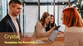 Presentation with cafe - Slide set featuring group-of-friends-hanging-out background and a tawny brown colored foreground