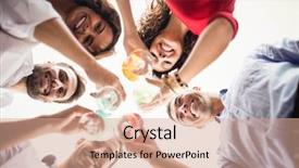  Presentation with cocktail party - Beautiful PPT theme featuring group of friends having cocktail backdrop and a coral colored foreground