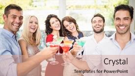  Presentation with cocktail party - Cool new presentation design with group of friends having cocktail backdrop and a  colored foreground