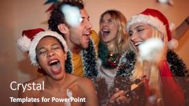  Presentation with new home - Theme enhanced with group-of-friends-having-fun background and a tawny brown colored foreground