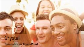  Presentation with black couple having fun - Cool new PPT theme with group of friends having fun backdrop and a  colored foreground