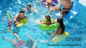  Presentation with black couple having fun - Slide deck having group of friends having fun background and a teal colored foreground