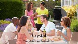  Presentation with friends - Slide deck enhanced with group of friends having outdoor background and a coral colored foreground