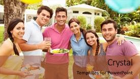  Presentation with party - Presentation with group of friends having party background and a  colored foreground