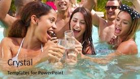  Presentation with party invitation gold - Slide deck consisting of group of friends having party background and a coral colored foreground