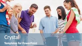  Presentation with happy birthday frame holiday - Beautiful PPT layouts featuring group of friends having picnic backdrop and a teal colored foreground