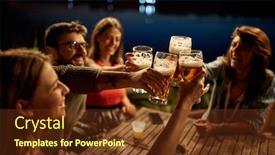  Presentation with friends - Slide deck enhanced with group-of-friends-having background and a tawny brown colored foreground