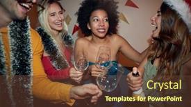  Presentation with new home - Amazing PPT layouts having group-of-friends-having backdrop and a tawny brown colored foreground