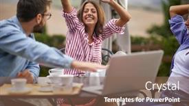  Presentation with friendship day - Beautiful slide set featuring group-of-friends-having backdrop and a violet colored foreground