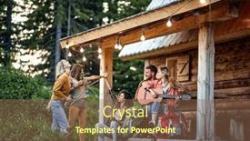  Presentation with friendship - Slide set with group-of-friends-having background and a  colored foreground