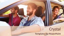  Presentation with road trip - Slide deck featuring group of friends in car background and a lemonade colored foreground