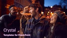  Presentation with city night - Colorful PPT theme enhanced with group-of-friends-in-city backdrop and a wine colored foreground