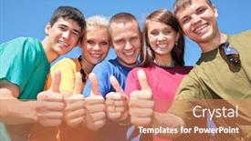  Presentation with multicolor - PPT layouts with group-of-friends-in-multicolor background and a coral colored foreground