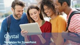  Presentation with new york city - Beautiful PPT theme featuring group of friends in new backdrop and a ocean colored foreground