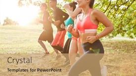  Presentation with endurance - Cool new presentation with group-of-friends-jogging backdrop and a coral colored foreground