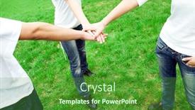  Presentation with unity - Cool new PPT theme with group of friends joining hands unity teamwork concept backdrop and a tawny brown colored foreground