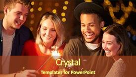  Presentation with outdoor party - Colorful presentation theme enhanced with group of friends lighting sparklers backdrop and a tawny brown colored foreground
